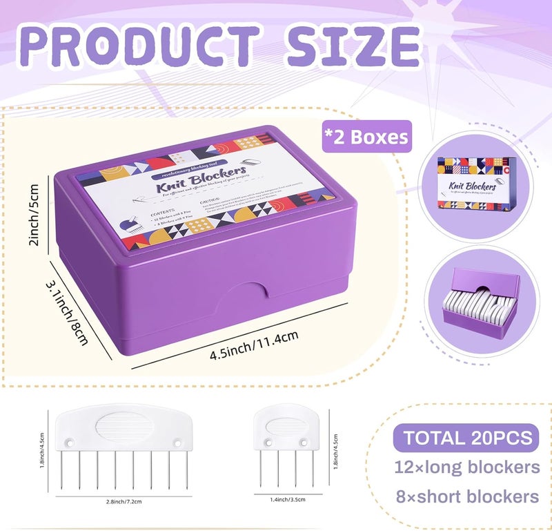 Opstin 2 Boxes Knit Blocking Pins Kit for Knitting & Crochet Projects, Knit Blockers, Blocking Combs,Knitting Block Pins for Blocking Mats, Crochet Blocking Pin - Image 2